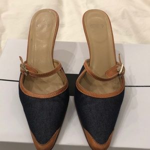 Coach dungaree and leather mules